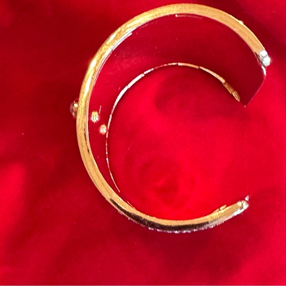 CHRISTIAN DIOR Rare Logo gold crystal Cuff bracelet designer Germany - Picture 5 of 8